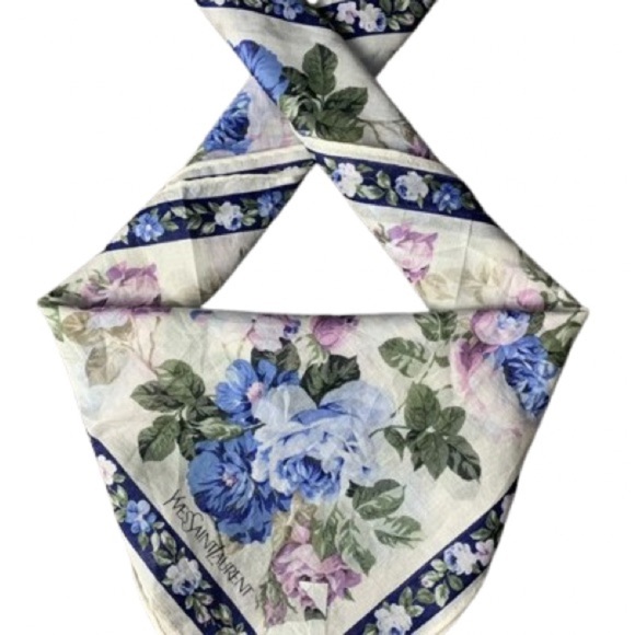 SOLD Yves Saint Laurent Floral Scarf - Vintage Rare New - Picture 3 of 5